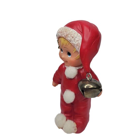 VTG 1980 Ruth Morehead Holly Babes ELF Christmas Figurine Jingle Bell 4" Tall - Picture 2 of 7